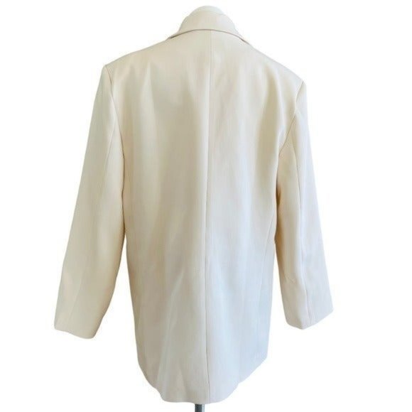 SILK & SALT One Button Long Blazer Ecru Size L NEW - Picture 6 of 10